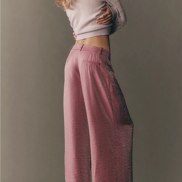 Anthropologie Maeve Shimmered Wide-Leg Trousers Pants Size 12 - Picture 4 of 6